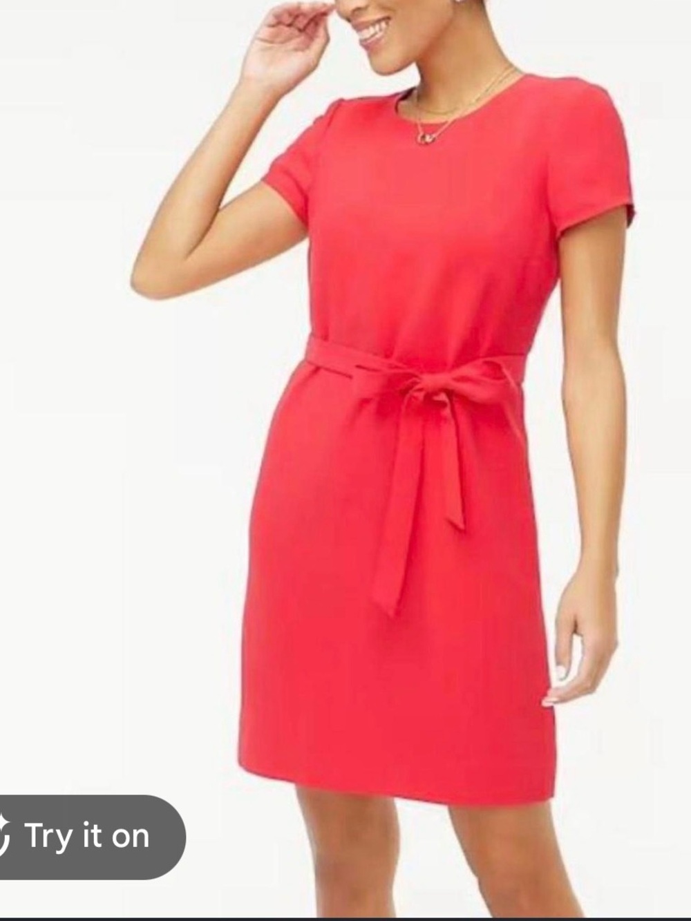 J. Crew Coral Tie-Waist Short Sleeve Dress